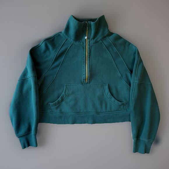 Lululemon Scuba Oversized Half Zip Hoodie M/L Green Funnel Neck Pullover Yoga - Picture 1 of 9